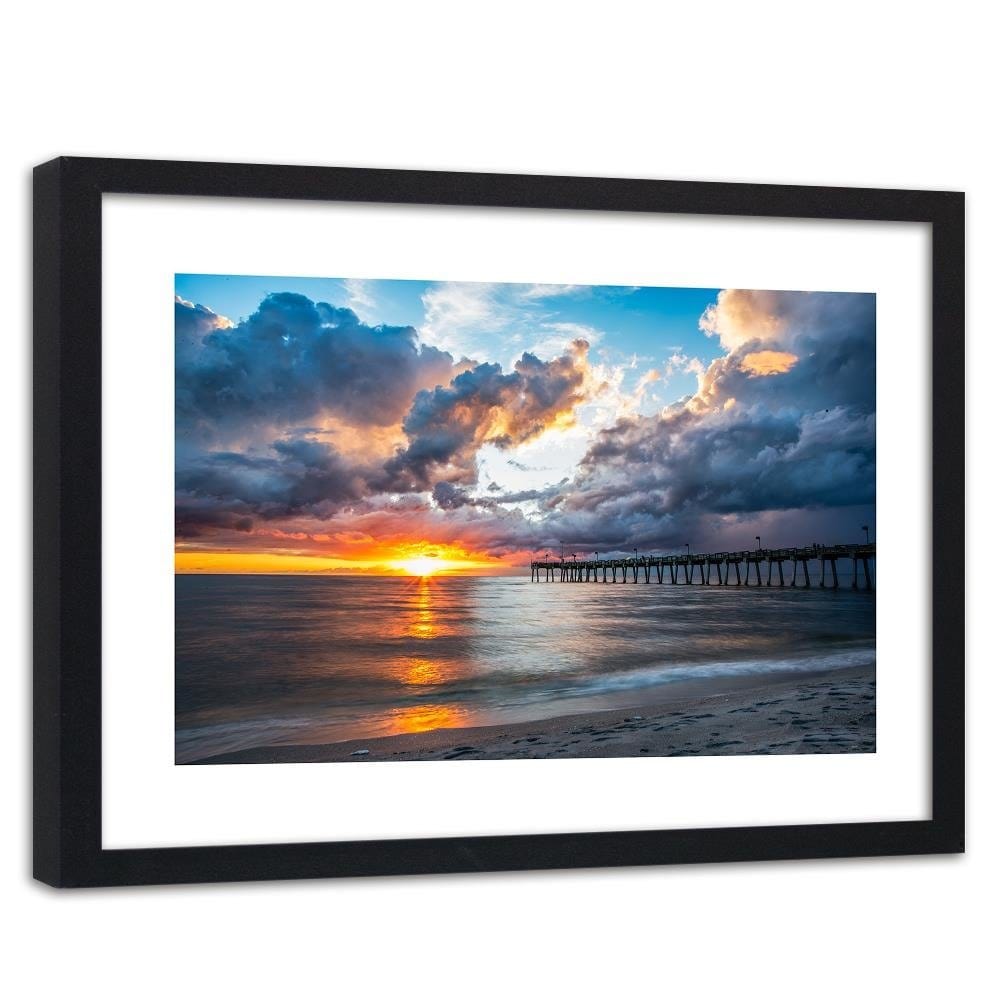 Glezna melnā rāmī - Pier At Sunset  Home Trends