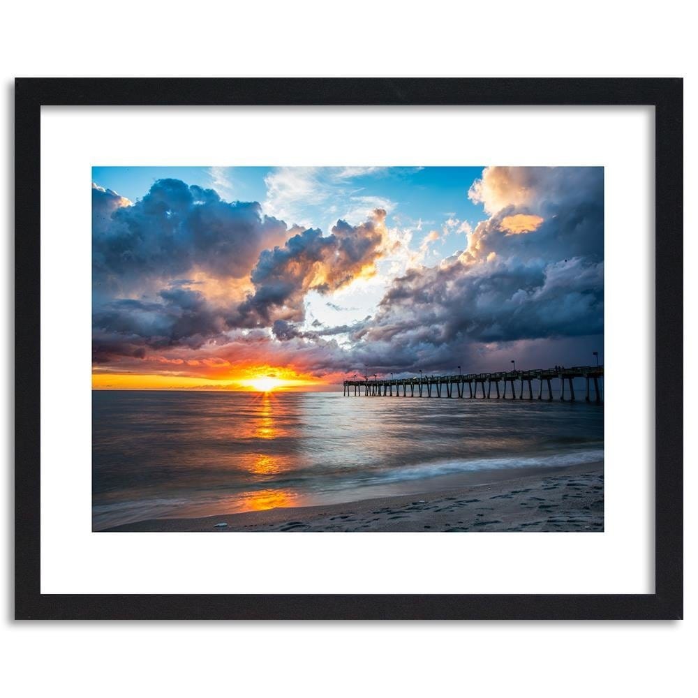 Glezna melnā rāmī - Pier At Sunset  Home Trends