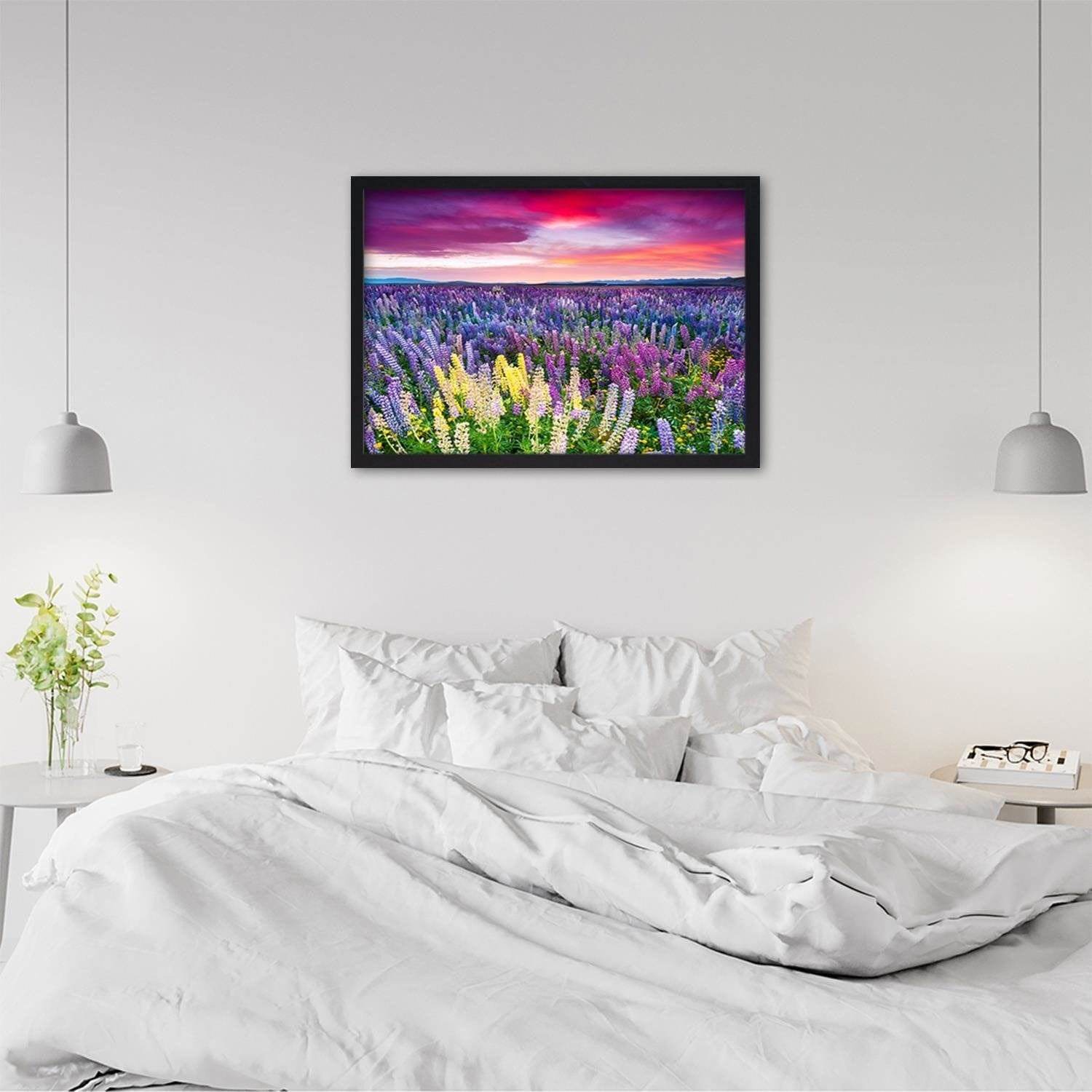 Glezna melnā rāmī - Purple Flowers  Home Trends