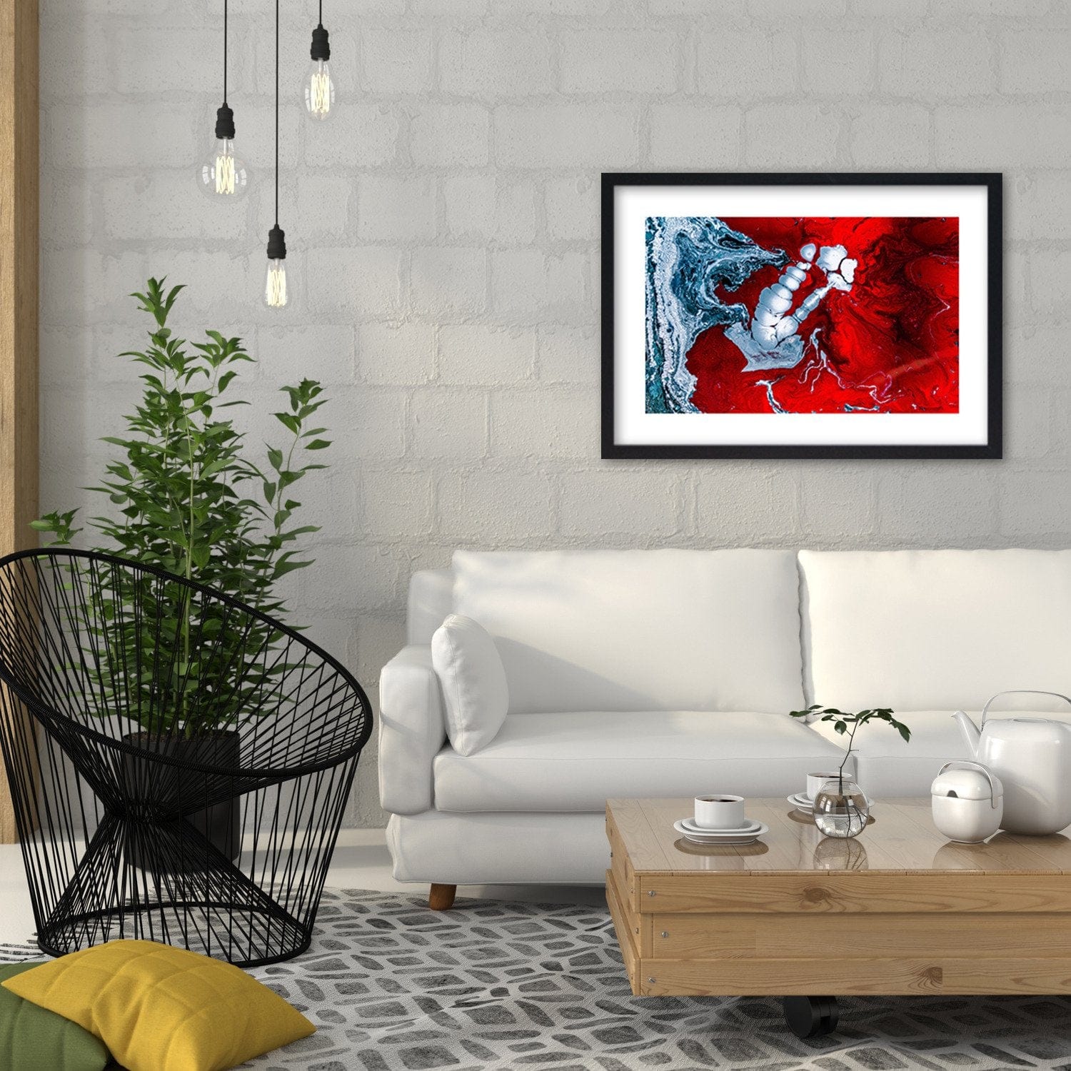 Glezna melnā rāmī - Red Abstraction  Home Trends