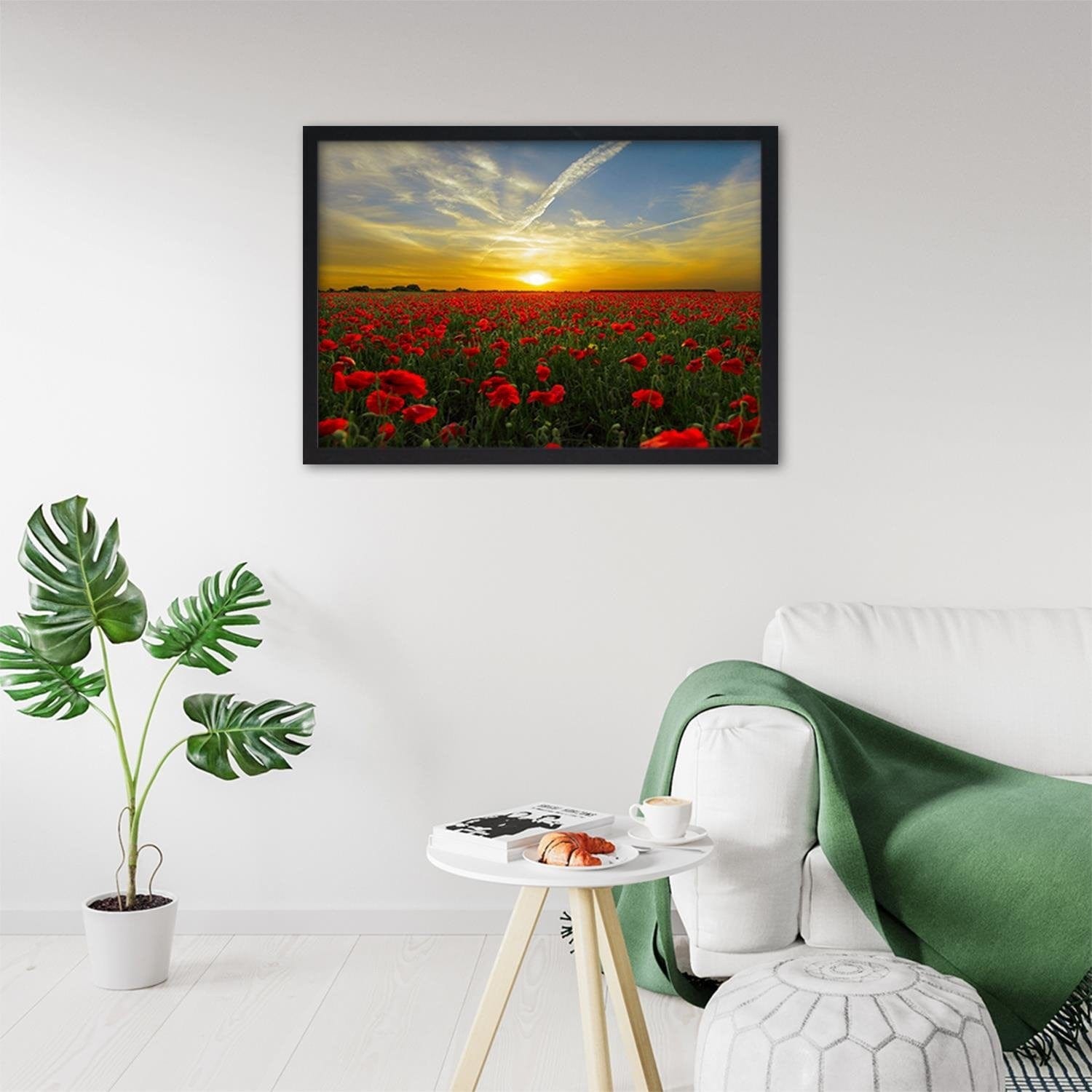 Glezna melnā rāmī - Red Poppy Flowers  Home Trends
