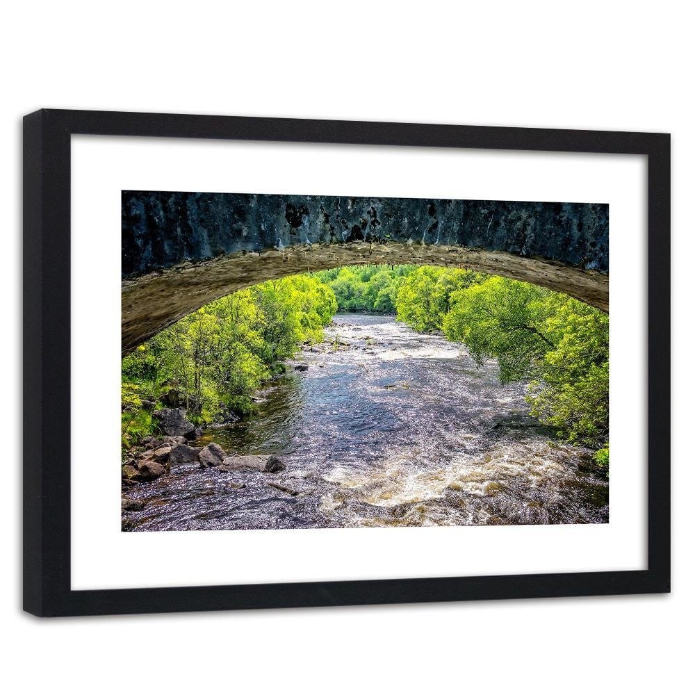 Glezna melnā rāmī - River Under A Stone Bridge  Home Trends