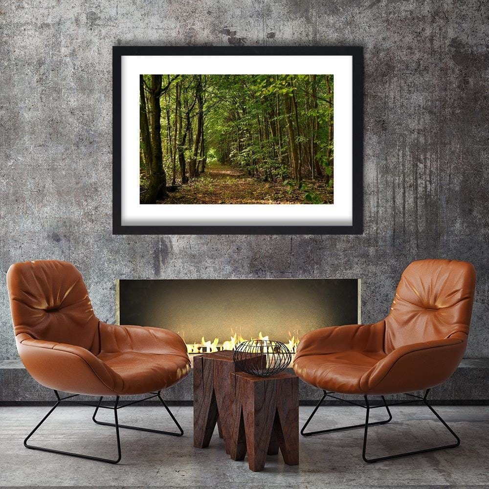 Glezna melnā rāmī - Road In The Dense Forest  Home Trends