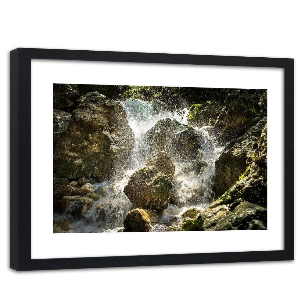 Glezna melnā rāmī - Rushing Waterfall  Home Trends