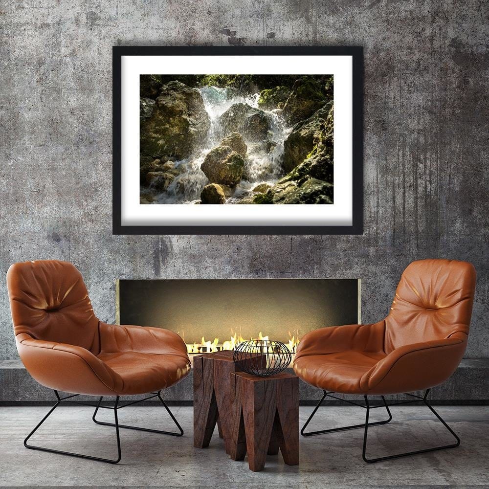 Glezna melnā rāmī - Rushing Waterfall  Home Trends