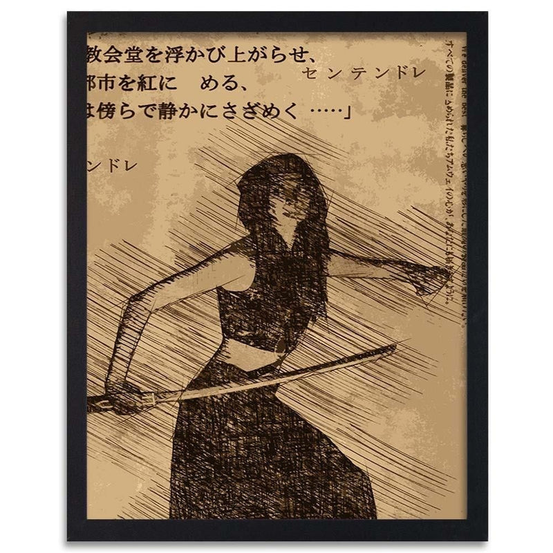 Glezna melnā rāmī - Samurai Woman  Home Trends