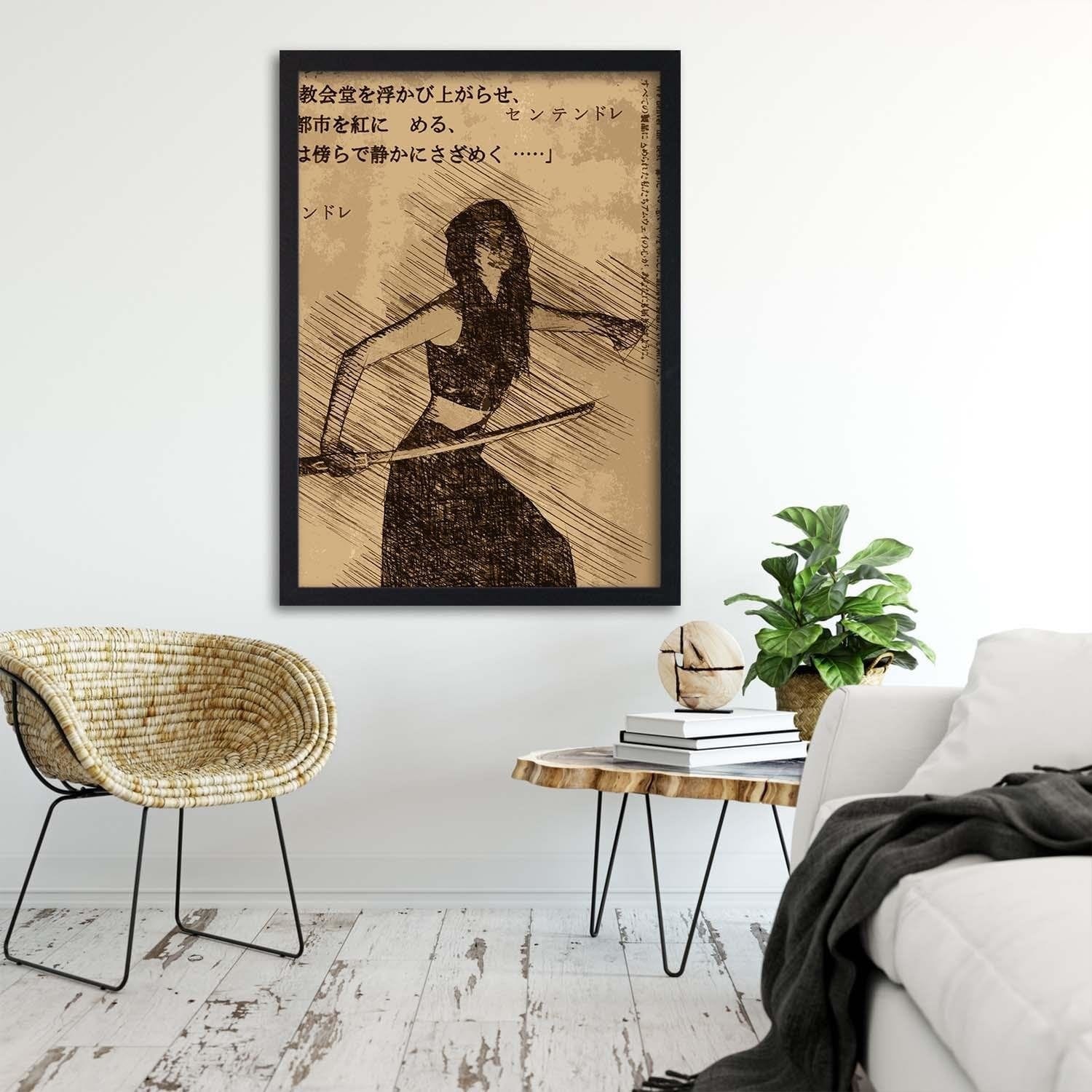 Glezna melnā rāmī - Samurai Woman  Home Trends