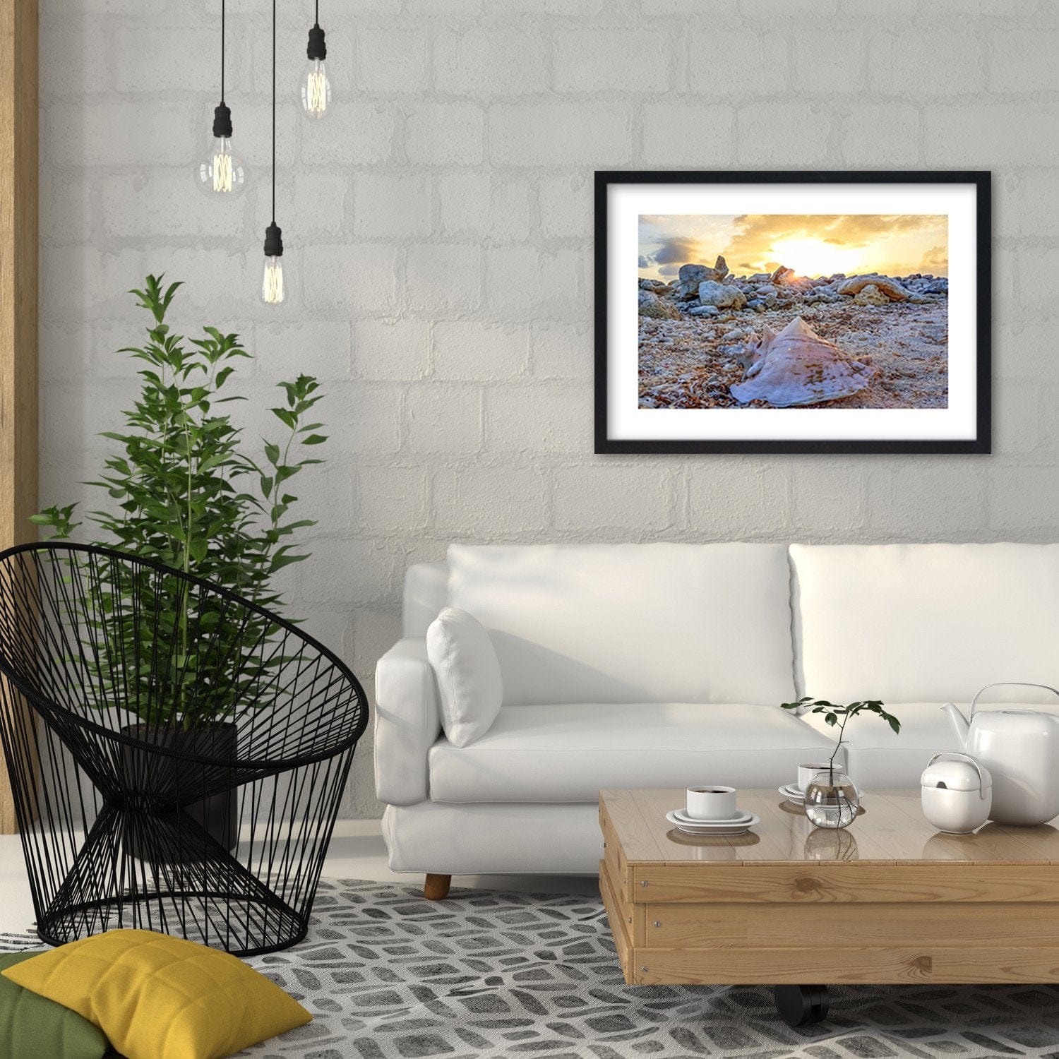 Glezna melnā rāmī - Seashell And Stones  Home Trends