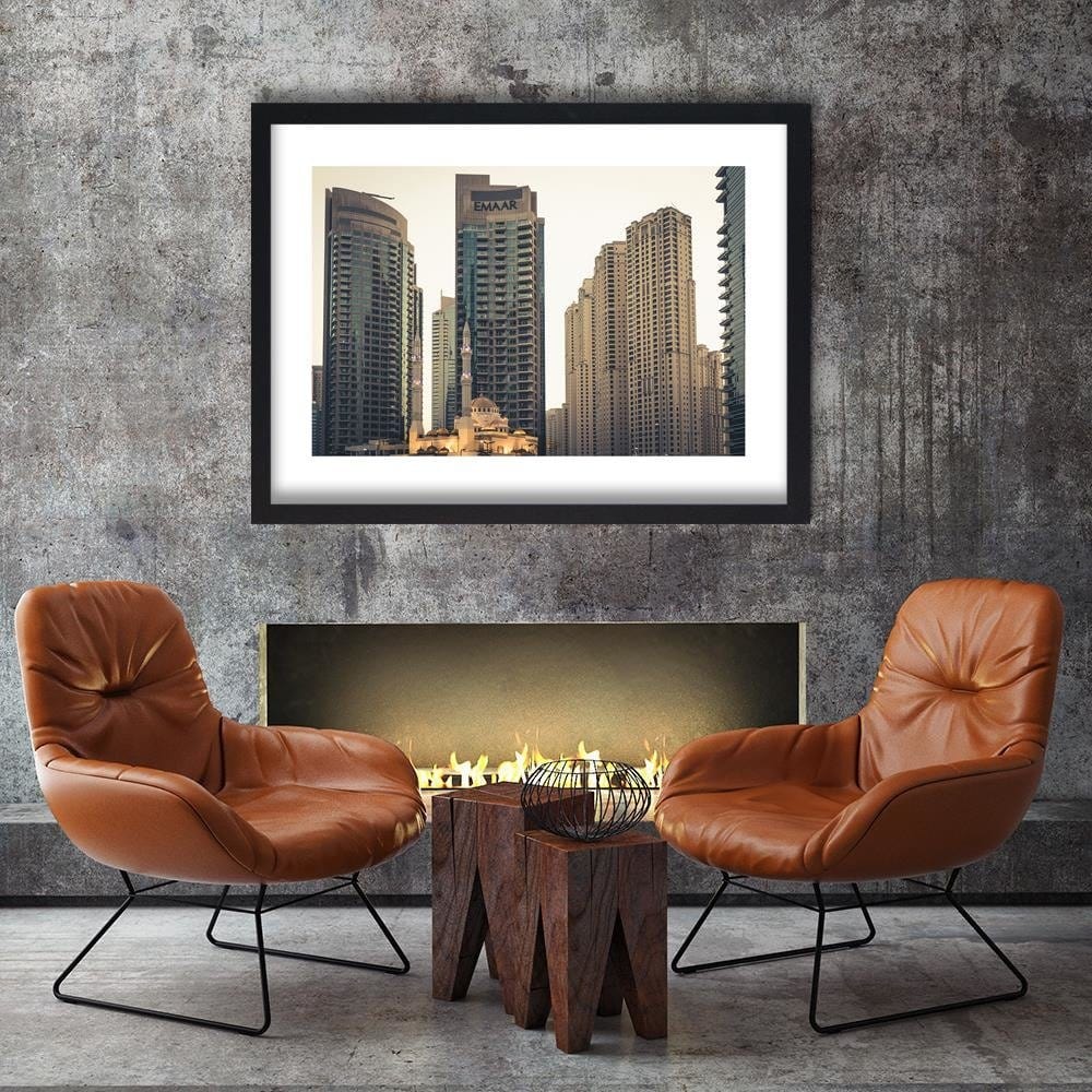 Glezna melnā rāmī - Skyscrapers In Dubai  Home Trends