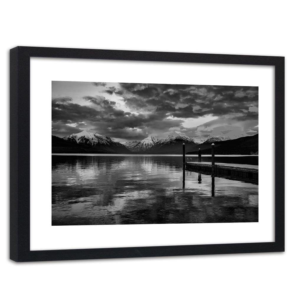 Glezna melnā rāmī - Snowy Mountains Lake 2  Home Trends