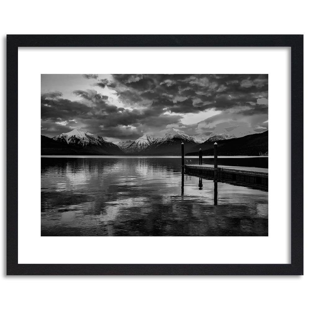 Glezna melnā rāmī - Snowy Mountains Lake 2  Home Trends
