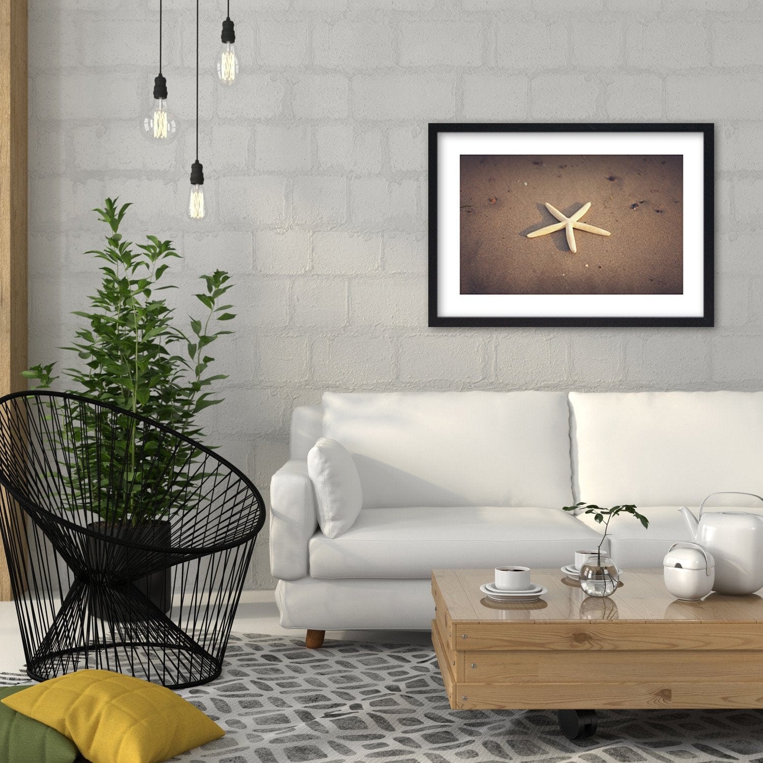 Glezna melnā rāmī - Starfish  Home Trends