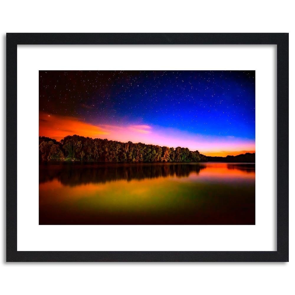 Glezna melnā rāmī - Starry Sky Over The Lake  Home Trends