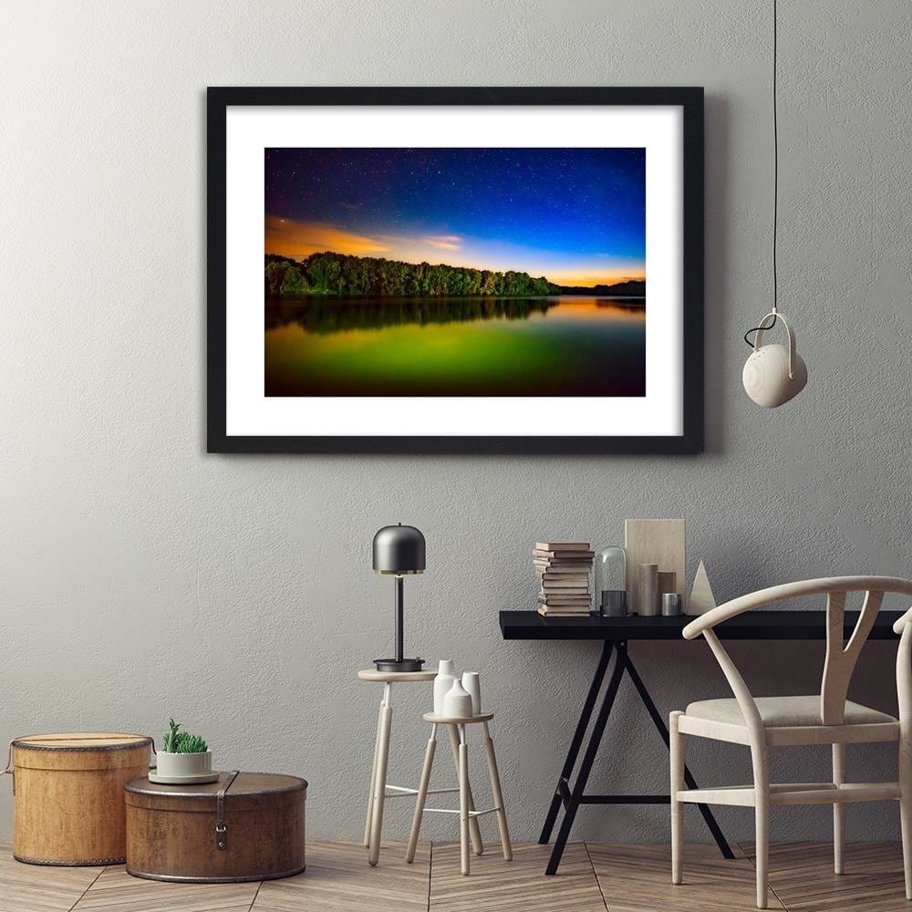 Glezna melnā rāmī - Stars Over The Lake 4  Home Trends