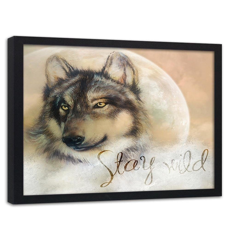 Glezna melnā rāmī - Stay Wild Wolf  Home Trends