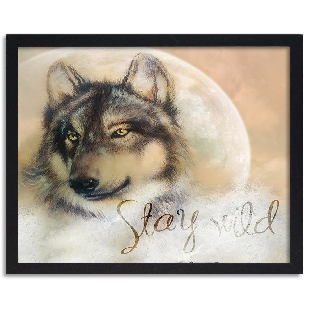 Glezna melnā rāmī - Stay Wild Wolf  Home Trends