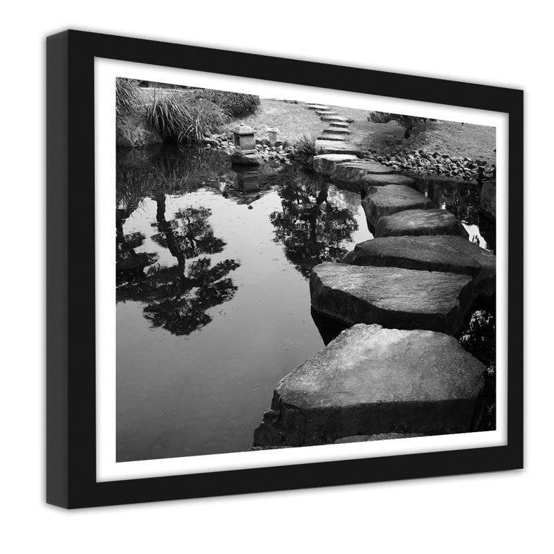 Glezna melnā rāmī - Stone bridge  Home Trends
