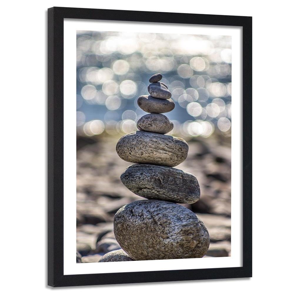 Glezna melnā rāmī - Stones On The Beaches  Home Trends