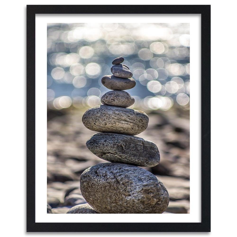 Glezna melnā rāmī - Stones On The Beaches  Home Trends