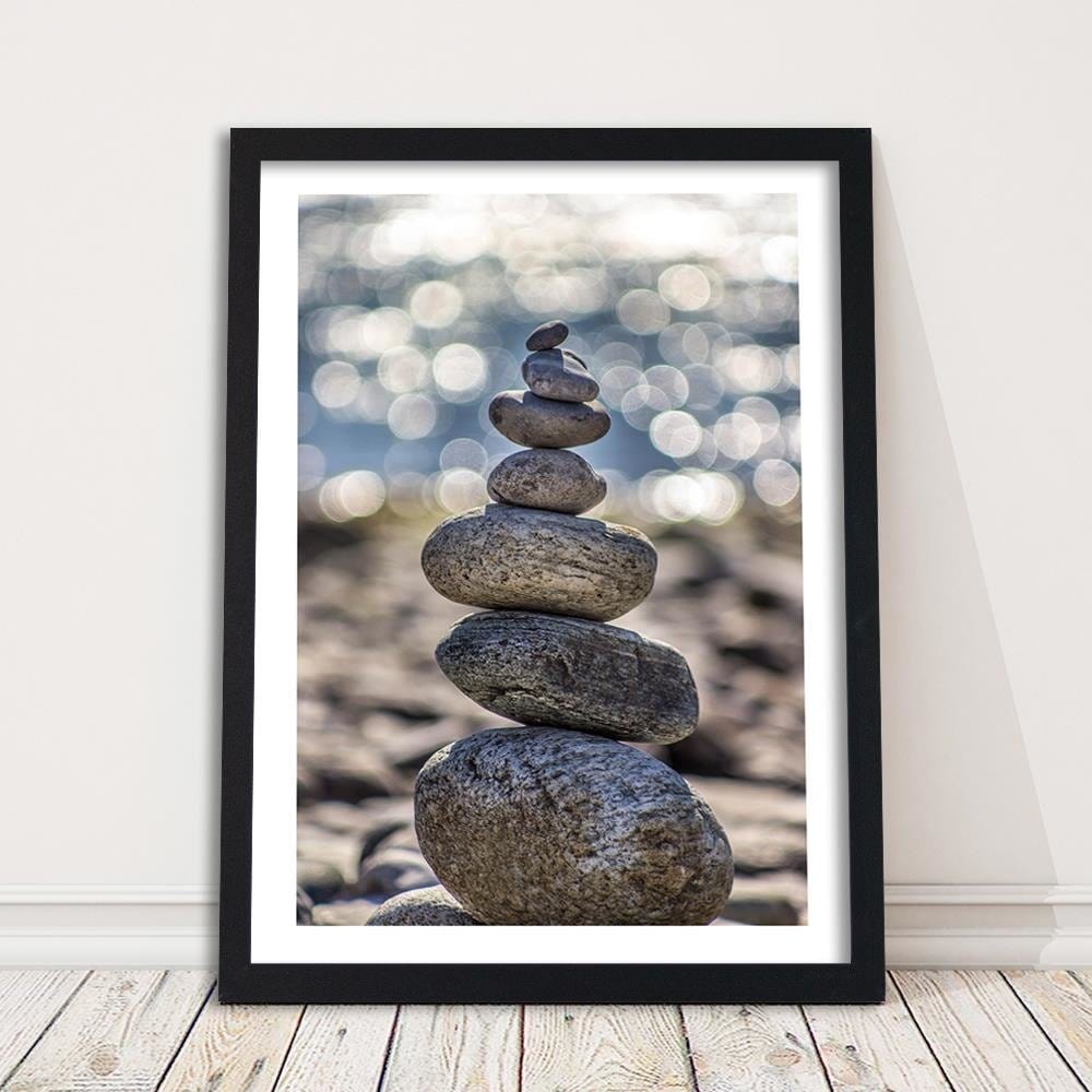 Glezna melnā rāmī - Stones On The Beaches  Home Trends