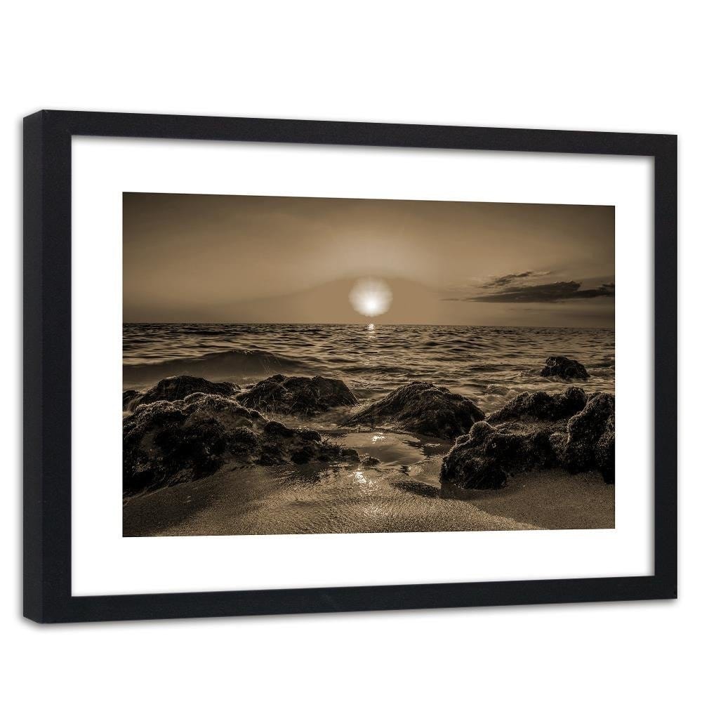 Glezna melnā rāmī - Sunset At The Seaside 1  Home Trends