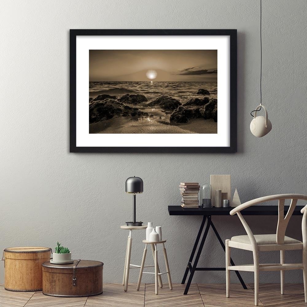 Glezna melnā rāmī - Sunset At The Seaside 1  Home Trends