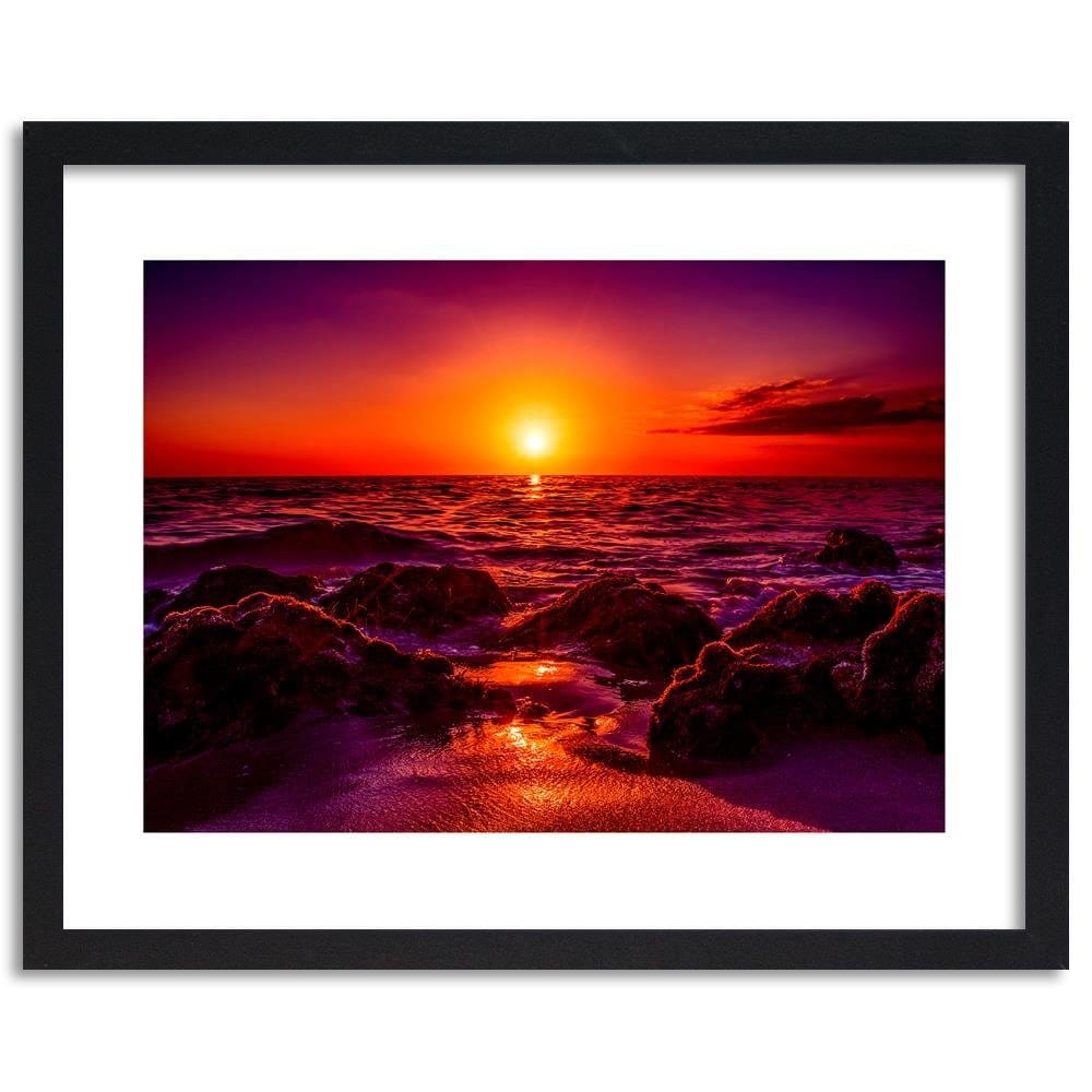 Glezna melnā rāmī - Sunset At The Seaside 3  Home Trends