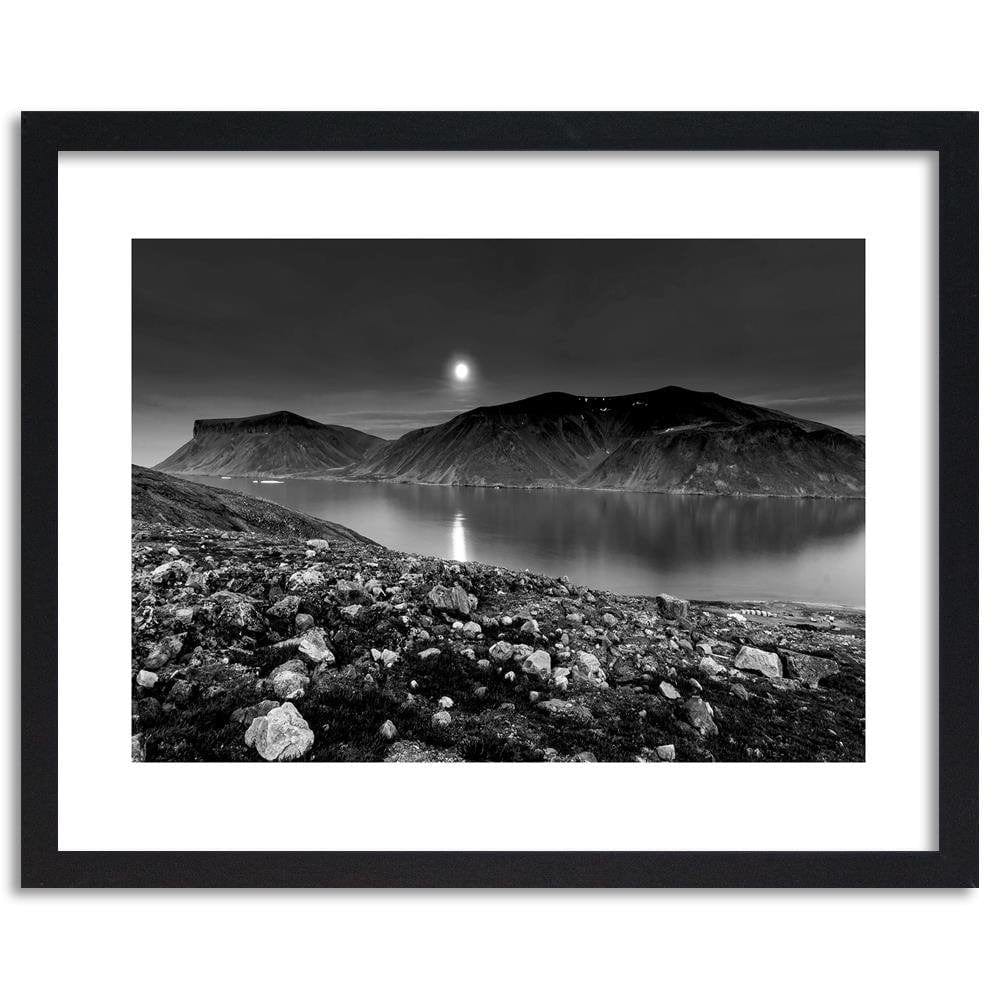 Glezna melnā rāmī - Sunset Over A Mountain Lake 2  Home Trends