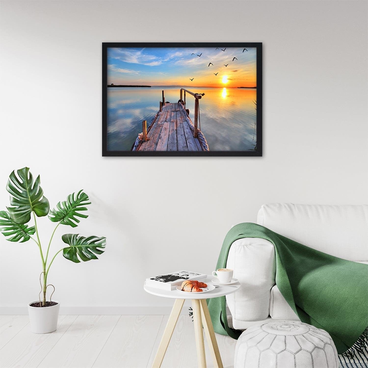 Glezna melnā rāmī - Sunset Over The Bridge 2  Home Trends