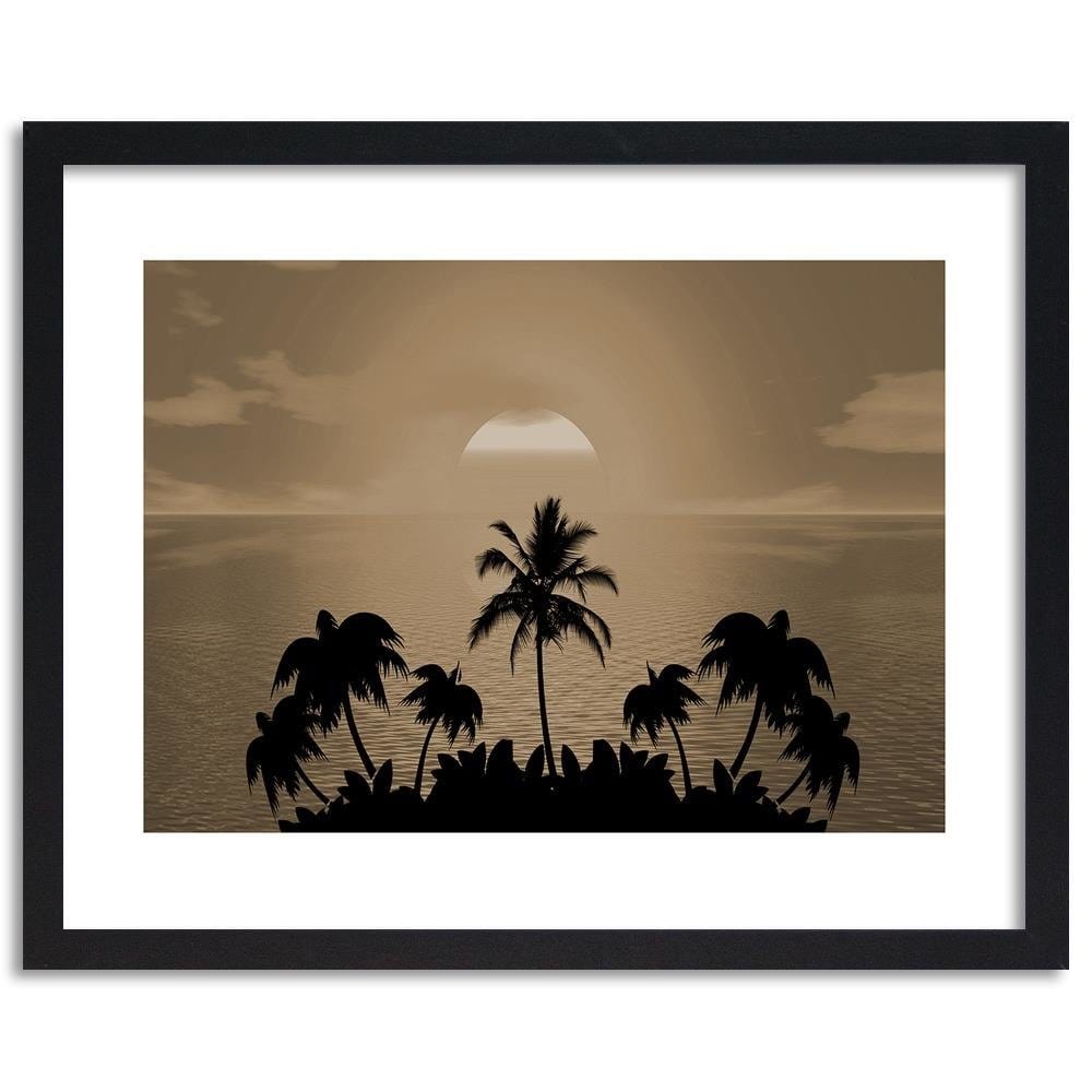 Glezna melnā rāmī - Sunset With Palms 1  Home Trends
