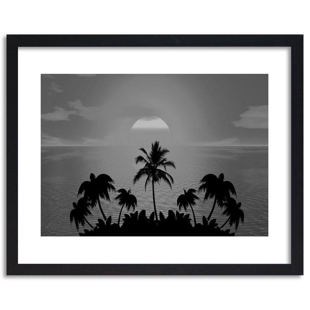 Glezna melnā rāmī - Sunset With Palms 2  Home Trends