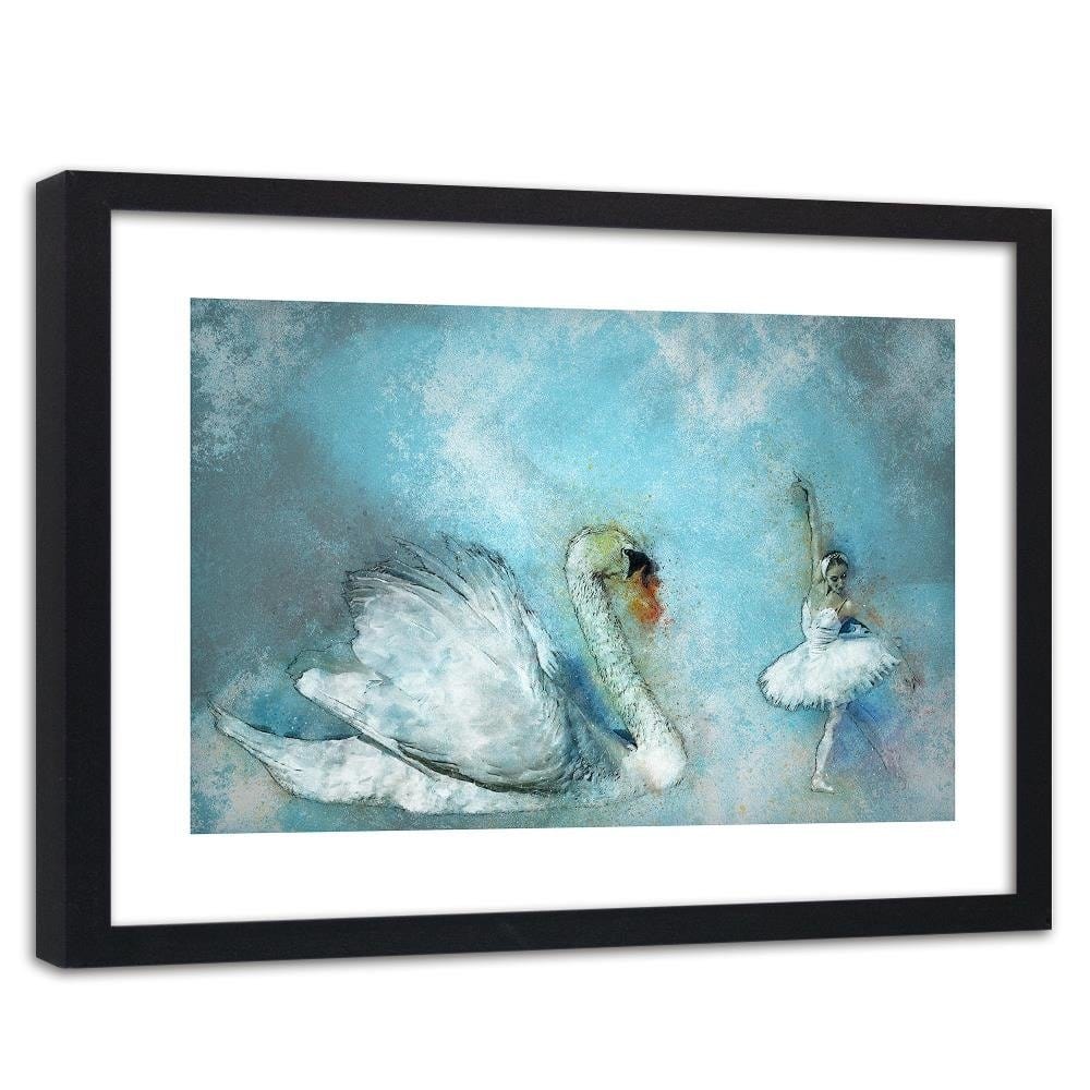 Glezna melnā rāmī - Swan And Ballerina  Home Trends
