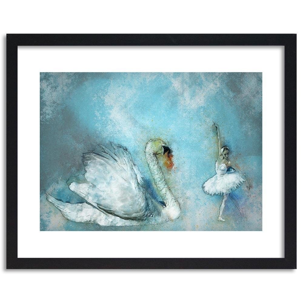 Glezna melnā rāmī - Swan And Ballerina  Home Trends