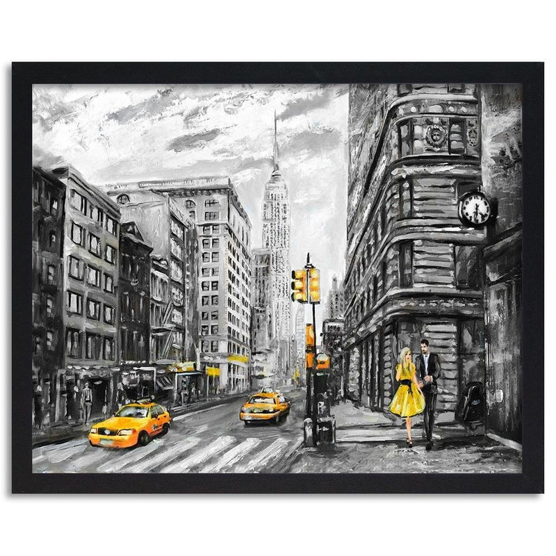 Glezna melnā rāmī - Taxi In The City  Home Trends