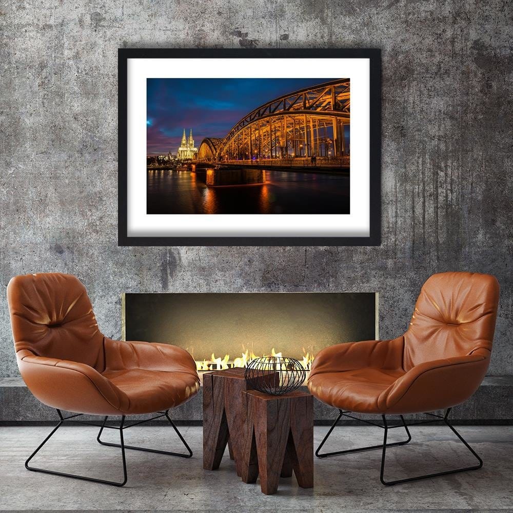 Glezna melnā rāmī - The Bridge And The Cathedral In Cologne  Home Trends