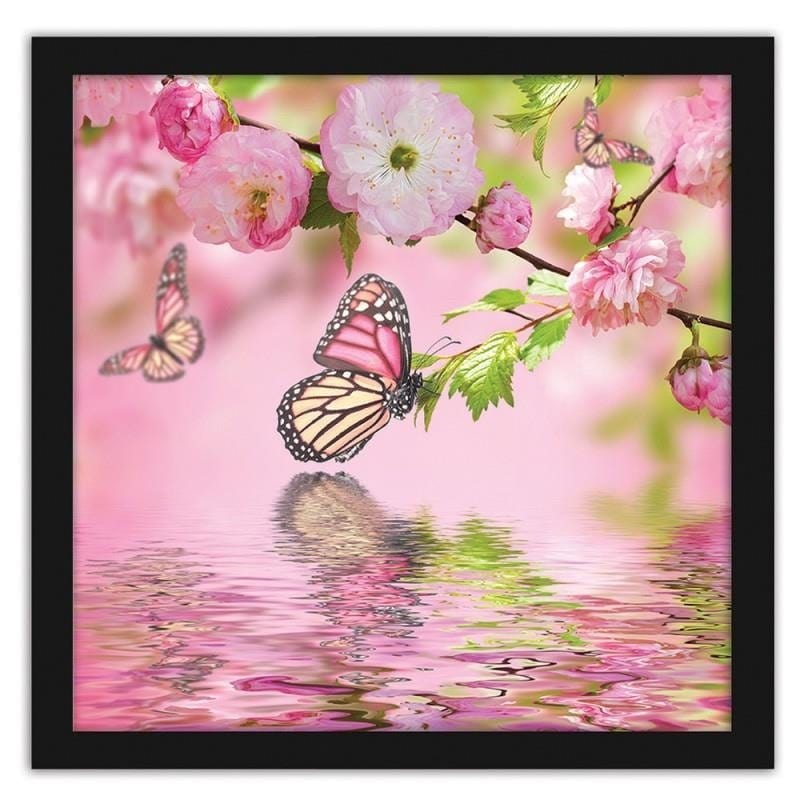 Glezna melnā rāmī - The butterfly among the flowers  Home Trends