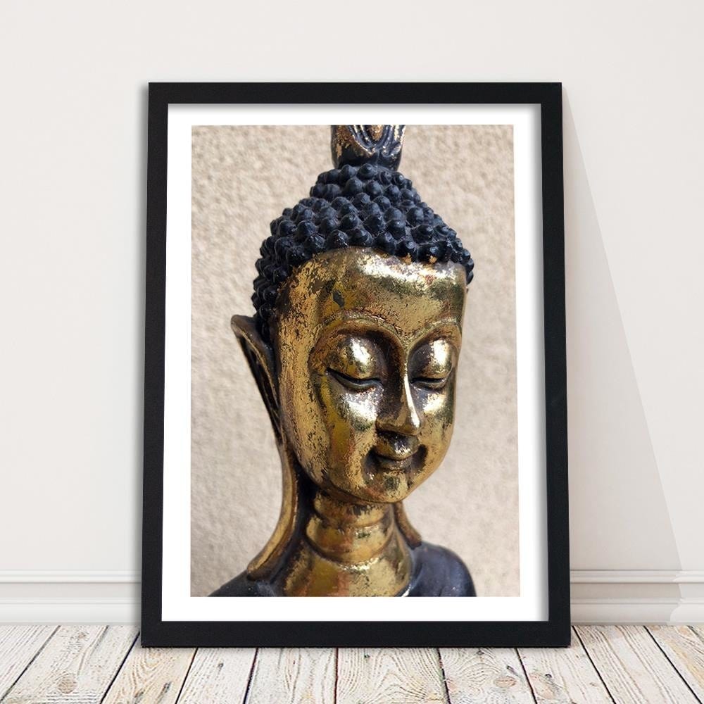 Glezna melnā rāmī - The Face Of The Golden Buddha  Home Trends