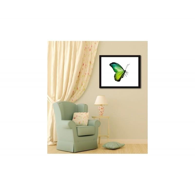 Glezna melnā rāmī - The green-blue butterfly  Home Trends