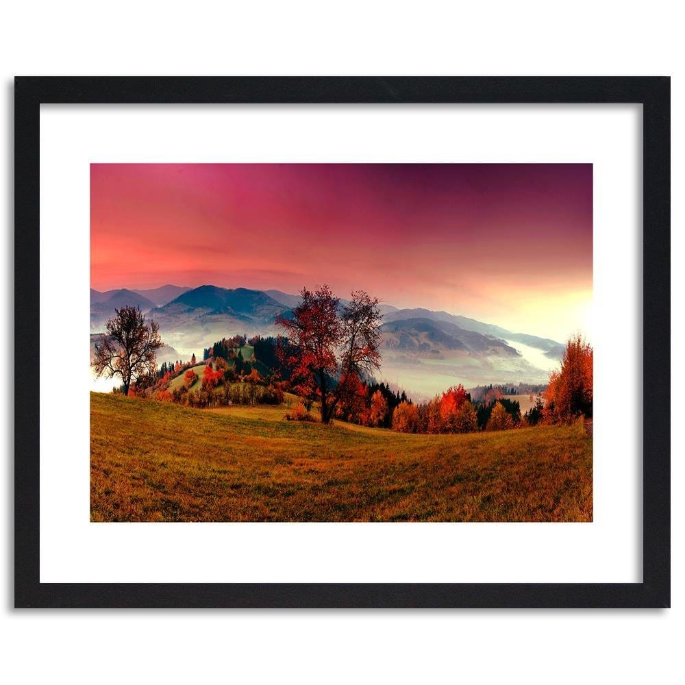 Glezna melnā rāmī - The Hills Of Autumn Trees  Home Trends