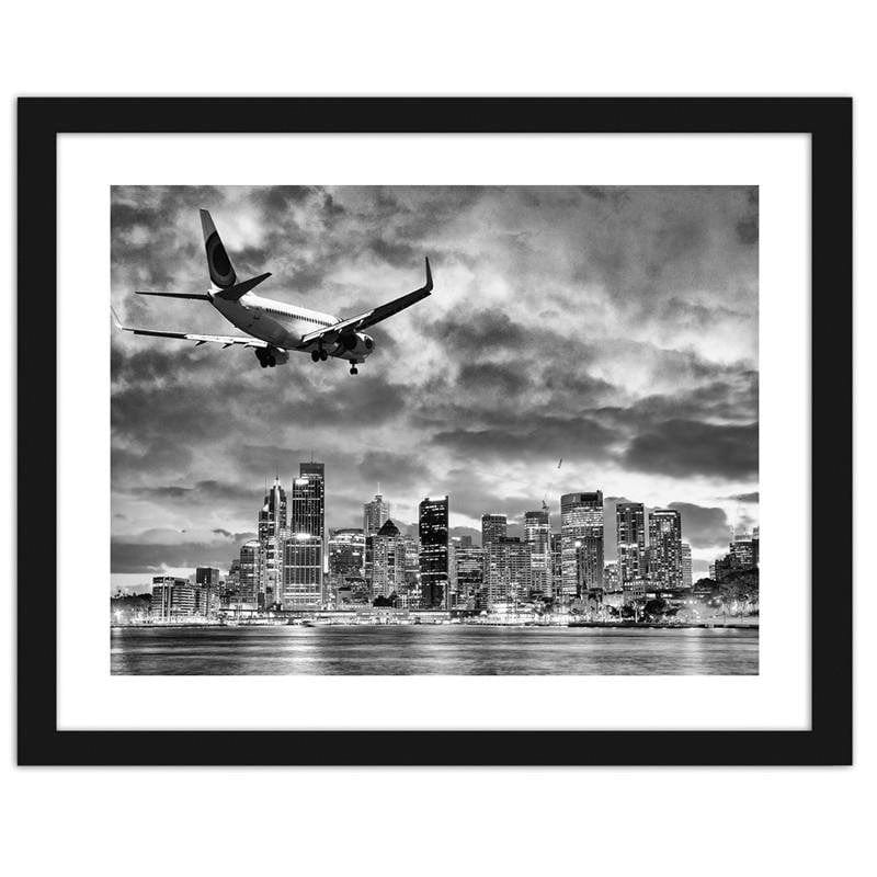 Glezna melnā rāmī - The plane over Sydney  Home Trends