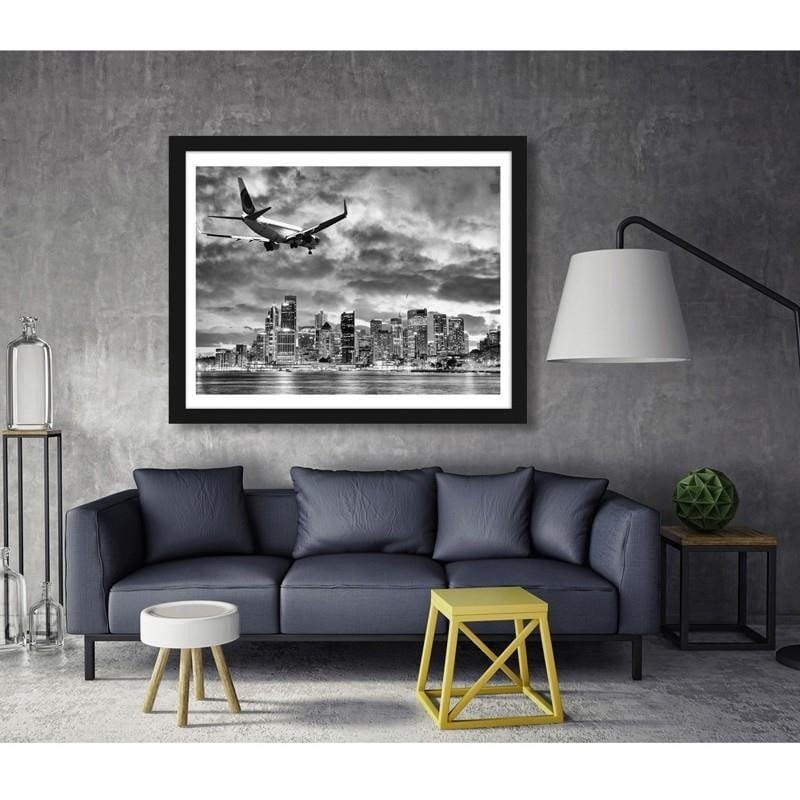 Glezna melnā rāmī - The plane over Sydney  Home Trends