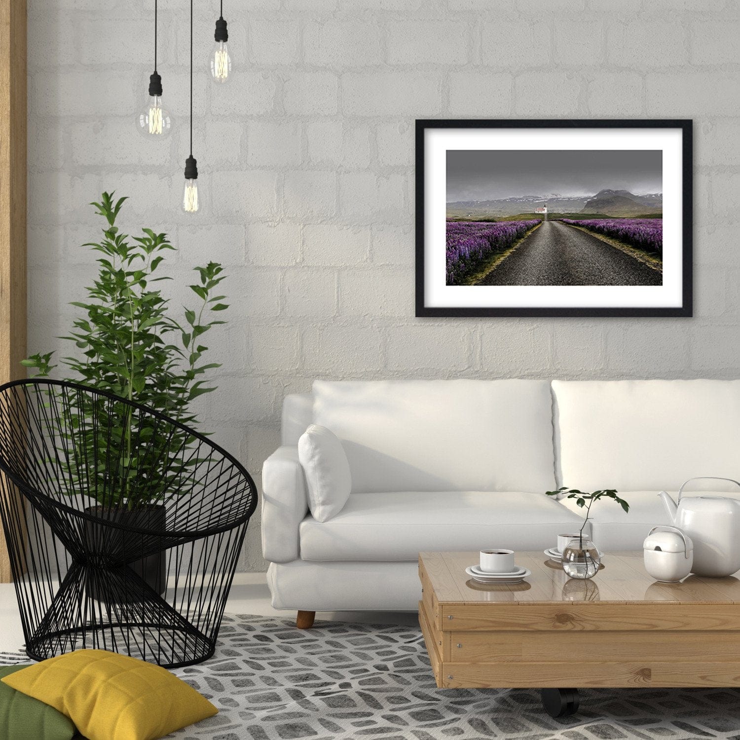 Glezna melnā rāmī - The Road To The Church  Home Trends