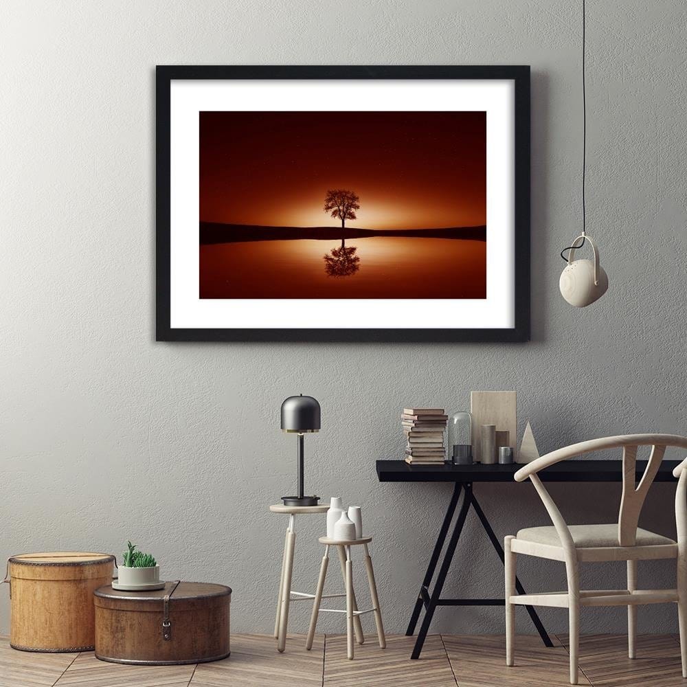 Glezna melnā rāmī - The Tree Under Starry Skies 4  Home Trends
