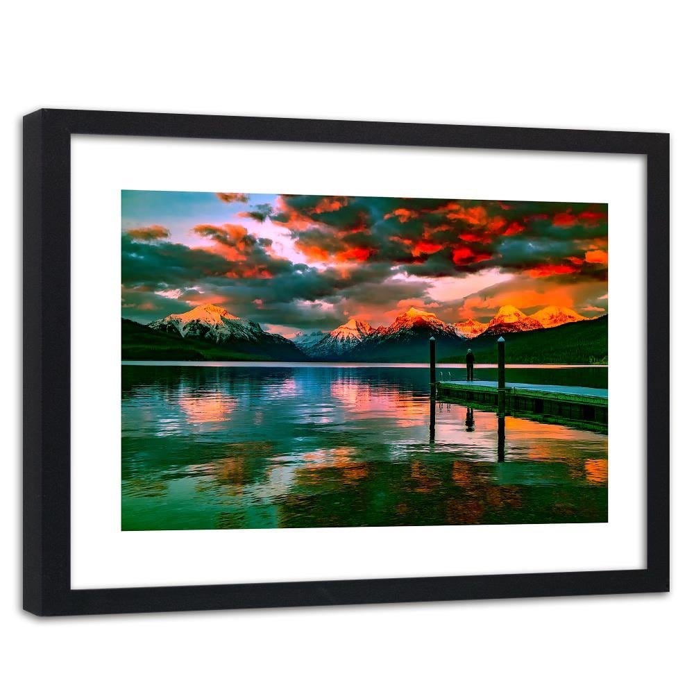 Glezna melnā rāmī - The View Of The Mountains From Bridge  Home Trends