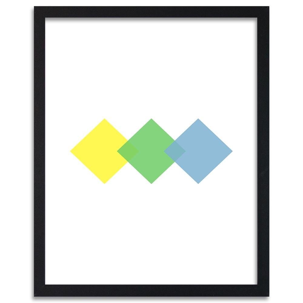 Glezna melnā rāmī - Three Colorful Squares  Home Trends