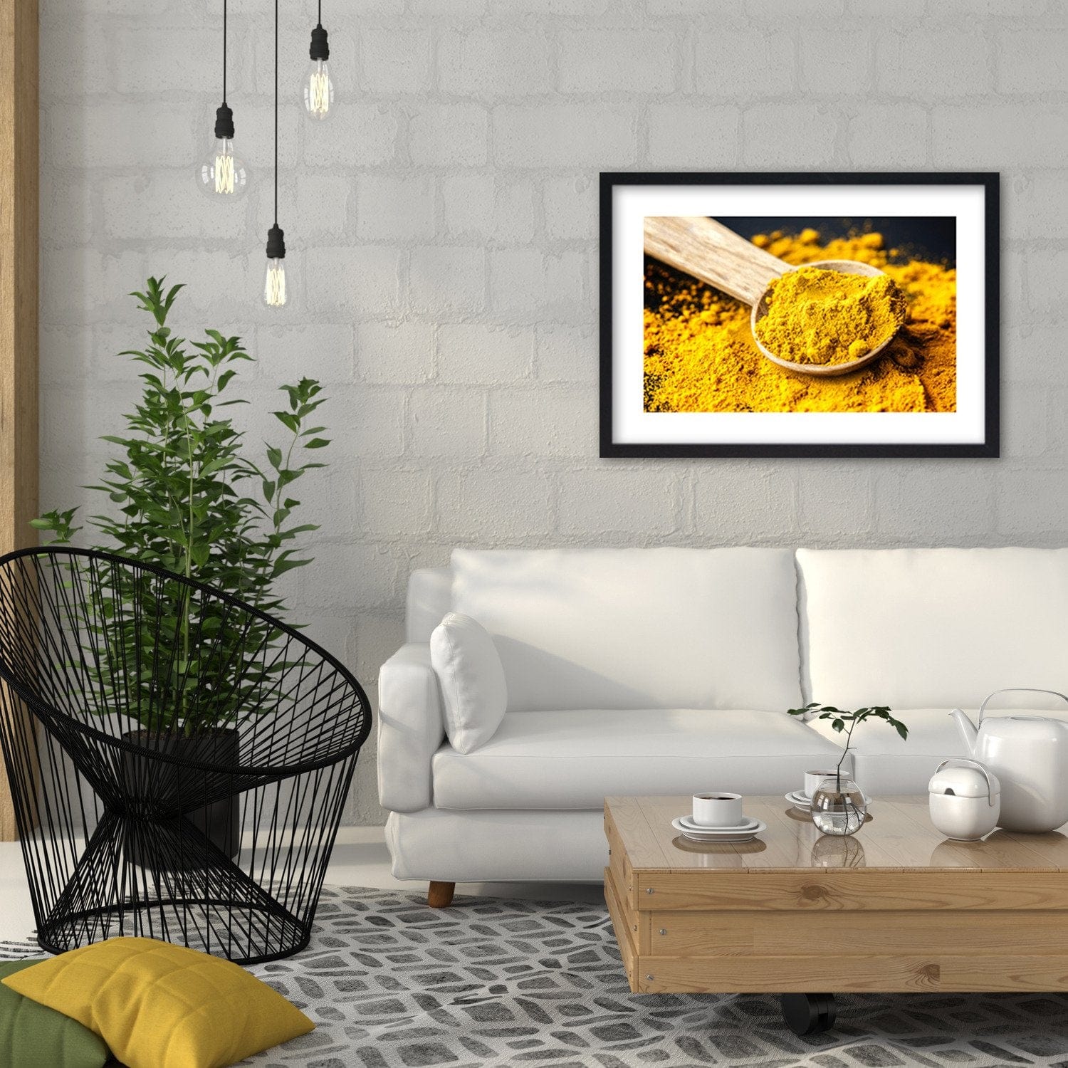Glezna melnā rāmī - Turmeric  Home Trends