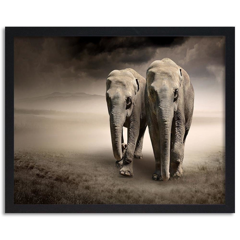 Glezna melnā rāmī - Two Elephants  Home Trends