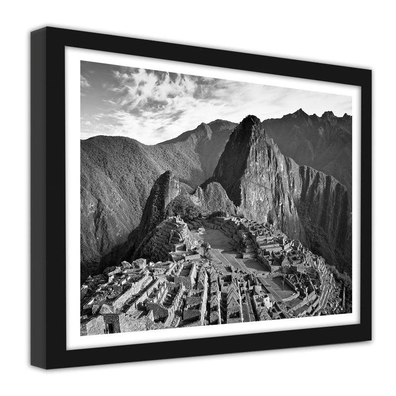 Glezna melnā rāmī - View of Machu Picchu  Home Trends