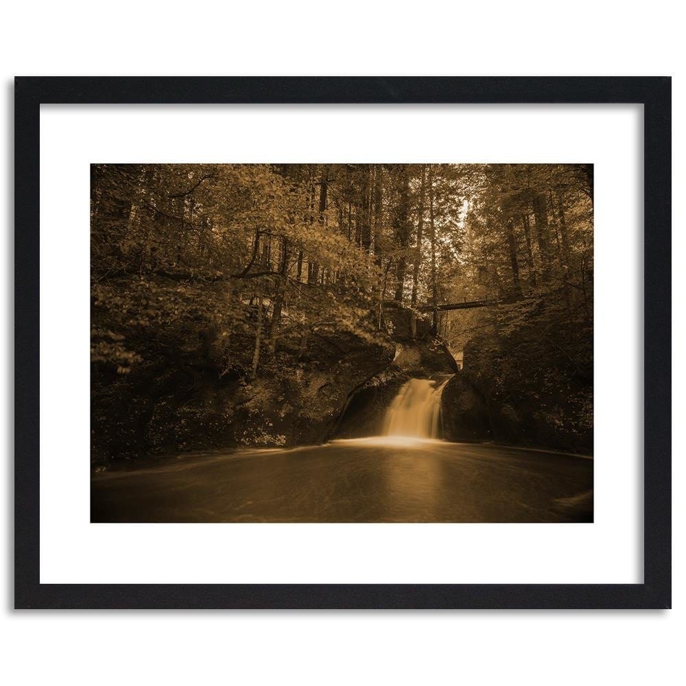 Glezna melnā rāmī - Waterfall And Autumn Trees 1  Home Trends