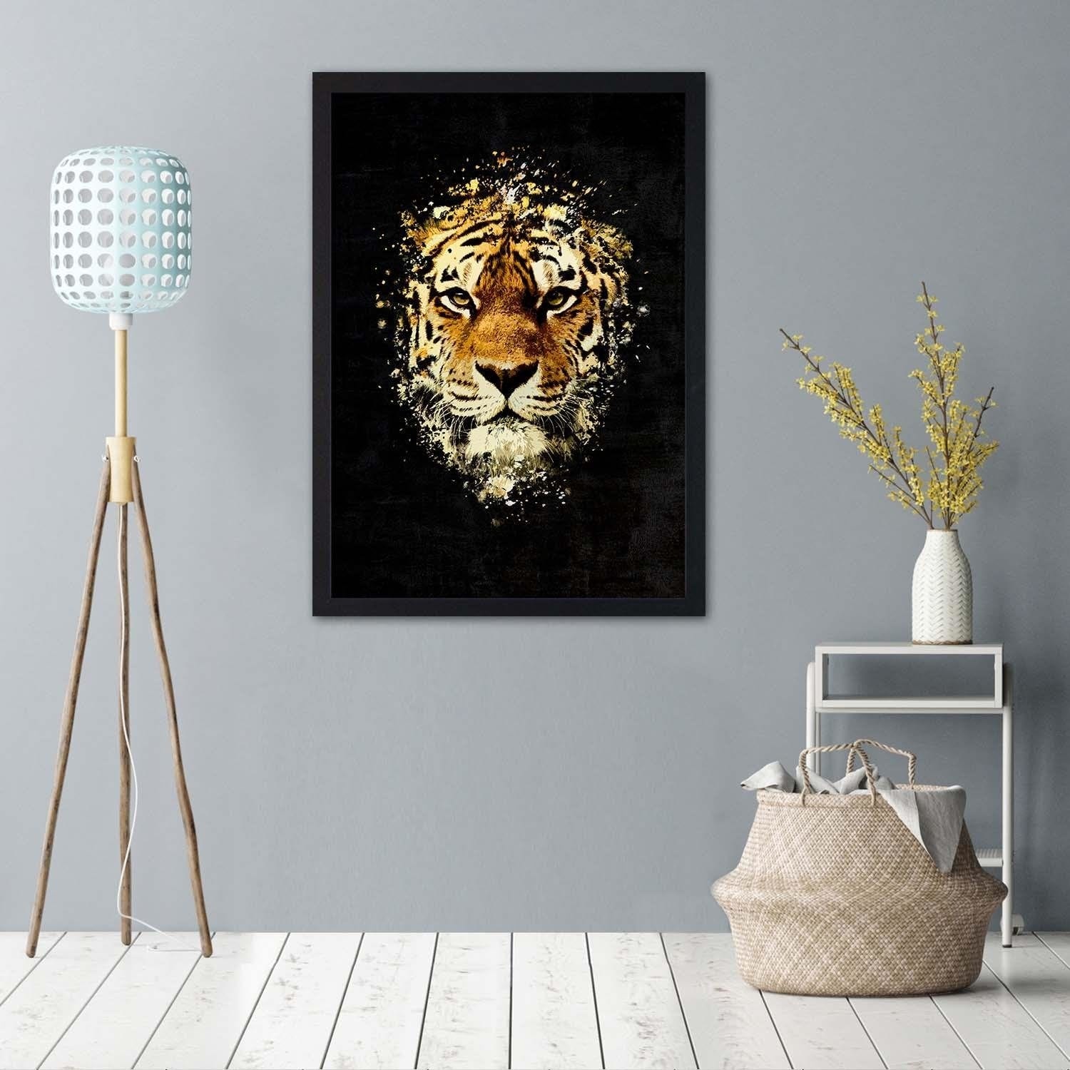 Glezna melnā rāmī - Wild Tiger  Home Trends